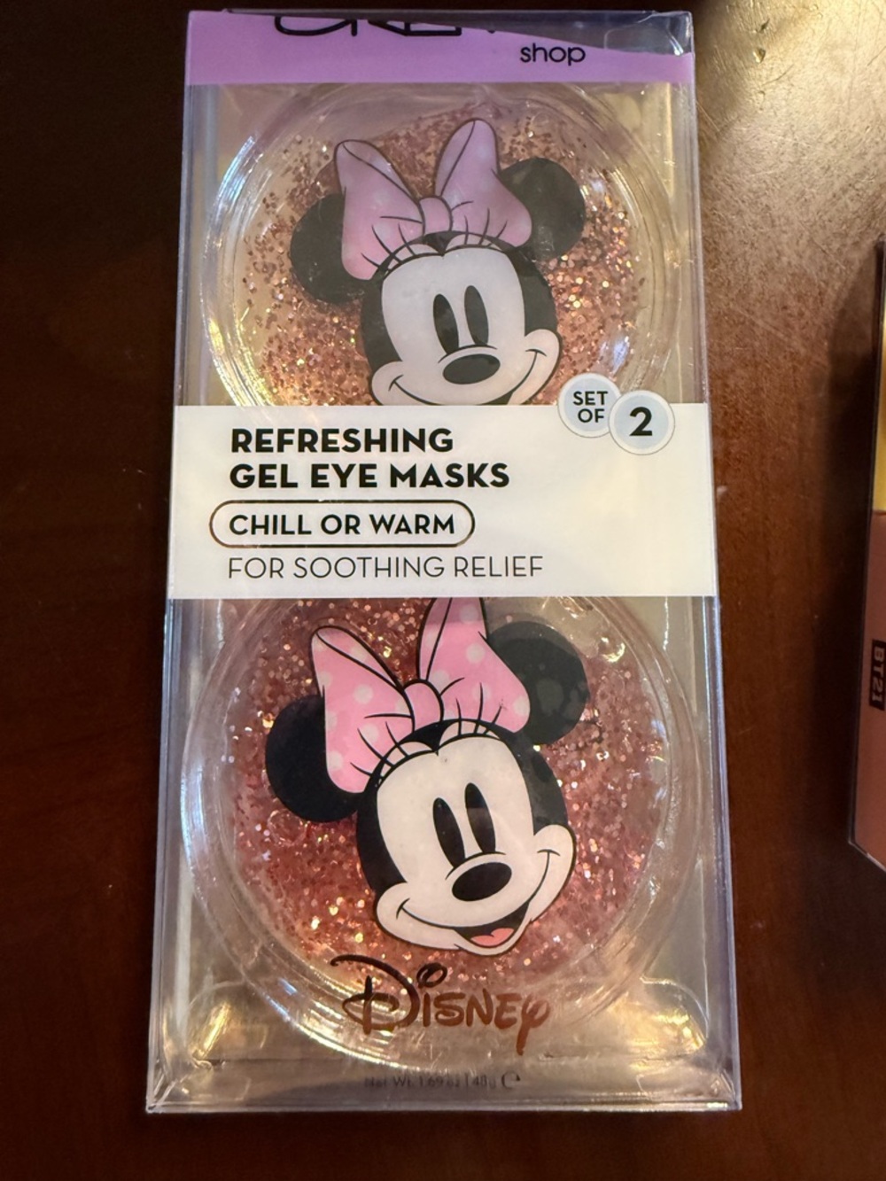 Disney Minnie Mouse Pink Glitter Gel Eye Mask Set